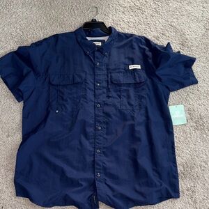 Magellan Outdoors Dark Blue Casual Button Down Shirt